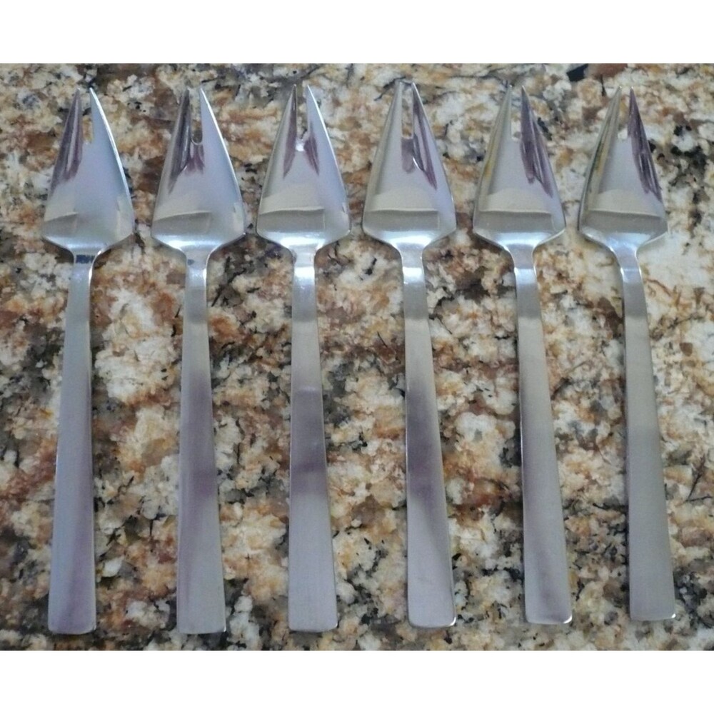MCM Capri Italy 6 Appetizer Hors d'oeuvres Cold Meat Forks 7" Stainless Steel